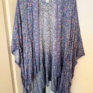 JJill Floral Kimono with Blue and Pink Accents XL-3X